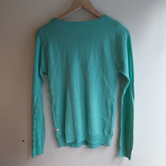 4/$25 Crissa blue teal heart print  sweater - Picture 12 of 12